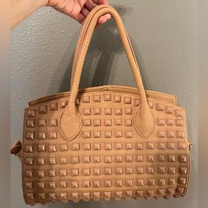 SR2 by Sondra Roberts tan studded purse